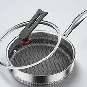Stainless Steel Non-Stick Frying Pan, Skillet, Wok, Induction, Gas, Ceramic, Electric Stove Safe, Dishwasher and Oven Safe (30 cm (28cm Inside))