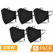 5 x Black 3-Layer STORMTECH Antibacterial Repellent Performance Reusable Masks