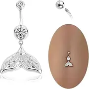 [XXKOTWA] 14G Dangle Belly Button Rings for Women G23 Titanium Dangling Navel Rings Long Belly Piercing Jewelry Externally Threaded Belly Ring Navel Piercing Jewelry 6-10MM