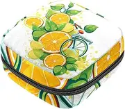 Period Bag,Sanitary Napkin Storage Bag,Bike Wheels Lemon and Orange,Tampon Bag for Purse