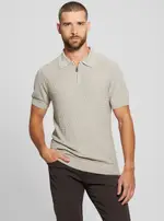 GUESS Beige Checkered Kyle Polo T-Shirt Size: Large, Polyester
