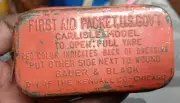WW II First Aid Packet Carlisle Model Brass Box Bauer Black Kendall Co Unopened