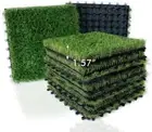 XLX TURF Artificial Grass Tiles Interlocking Turf Deck Set 9 Pack - 12"x12" S...