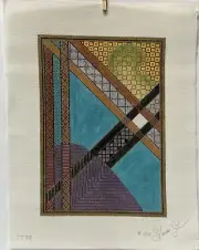Sharon G Intersections CT-06 Hand Painted 18ct Needlepoint Canvas 13x9 Abstract
