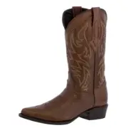 Mens Brown Cowboy Wear Boots Western Dress Smooth Leather Snip Toe Botas Vaquero