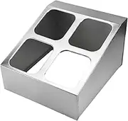 Ｂｅｓｇａ Commercial Jams Box Condiment Display Serving Tray Stainless Steel Bar Garnish Holder Condiment Prep Station for Commercial