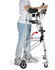 Walking Frame with Brakes and Padded Seat,Folding 4 Wheel Rollator Walker,Lightweight Aluminium Walking Frame with Arm Rest Pad