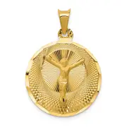14k Yellow Gold Polished D/C Corpus Circle Pendant