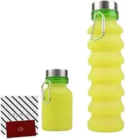 Collapsible Water Bottle & Coffee Cup 2-in-1 Compact [Fits in Small Bag] Made of Flexible & Durable Silicon + BPA Free