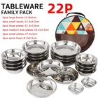 Camping Stainless Steel Dinner Dish Plate Durable Outdoor Picnic Tableware New