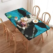 Cow Art Painting Rectangular Tablecloth Table Cover for 4 Foot Tables, Waterproof Fitted Elastic Edged Table Cloth for Indoor Outdoor Party Wedding Picnic Patio, 4 Ft/48x30 inch