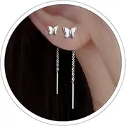 [ONBRIG] Silver Threader Earrings for Women Cute Star Dangle Silver Chain Earrings Hypoallergenic Minimalist Jewelry Korean Earrings