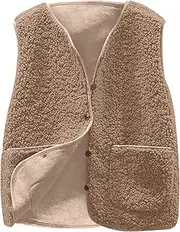 [Generic] Sweater Vest Male Solid Color Lamb Wool with Pockets Warm Casual Cotton Vest Sleeveless Sweaters Women