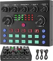 AnnuoYi V8S Professional Audio Mixer,Sound Card Mixer,Portable Audio Mixer,Voice Changer Device For Singing/PC Video Chat/Live Streaming/Broadcast/Karaoke