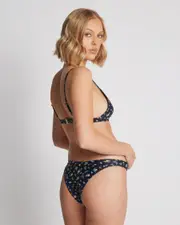 [Rhythm] Rhythm Women's Fluer Floral High Cut Bikini Bottom in Black Size 10 10 Black