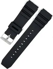 [DAYHOM] Replacement Silicone Watchbands 18mm 20mm 22mm Black Sports Diving Rubber Silver Stainless Steel Buckle Fit for Casio Watch Strap(18mm)