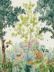 Green Forest Friends Mural Wallpaper 2.1m x 2.8m
