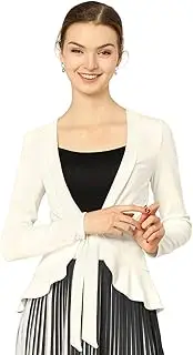 [Allegra K] Women's Tie Front Cardigan Dressy Ruffled Long Sleeve Open Cardigans