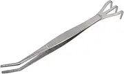 Root Rake with Tweezer, 3 Prong Stainless Steel Bonsai Tool, Ergonomic Handle for Soil Loosening Weeding Aeration, Lightweight (Bent)