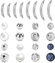 [MODRSA] Belly Button Ring Belly Rings Surgical Steel Belly Button Rings for Women Navel Piercing Jewelry Pearl Belly Button Piercing 14g Pearl Belly Rings
