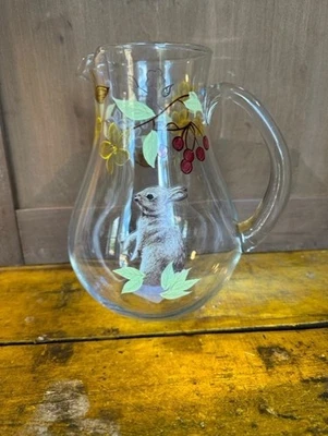 Rare PIER 1 One Sofie The Bunny Large Glass Water Lemonade Pitcher Easter 84 oz
