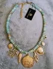 House of Harlow 1960 Amazonite & Freshwater Pearl Ocean Charms Necklace NEW!
