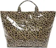 [AZURAOKEY] PVC Tote Bag for Women Leopard Print Letter Print Tote Handbag Bag Clear PVC Carry Bag Y2K Large Kraft Paper Bag
