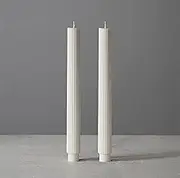 PAMELIFE 2 Pack | 10" Gold Premium Unscented Ribbed Wick Taper Candles, Tall Ribbon Wax Dinner Unscented Modern Home Décor Soy Wax Handmade 12 Hours candlesticks (White)