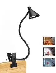 Clip on Light USB Reading Light 3 Color Modes 10 Brightness Levels Eye Black