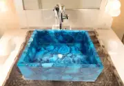 Rectangular Blue Agate Stone Sink & Washbasin Luxury Handmade Bathroom Basin