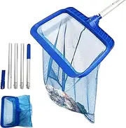 Larger Capacity Pool Skimmer Net with 3-Stage Adjustable Pole (71-137cm), Deep Fine Mesh for Leaves and Debris（Total Length 1.67m）