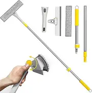 JEHONN Window Cleaning Equipment with 126 cm Telescopic Handle, Extendable Professional Windshield Cleaner Kit, Scraper and Microfiber Pad Combo for Glass Wall Car Home Kitchen
