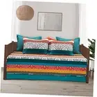 Boho Stripe Quilted 3 Piece Cover Set, Daybed, Turquoise & Tangerine