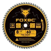 FOXBC 8-1/4 Inch Table Saw Blade 60 Tooth Fine Finish Wood Cutting Yellow