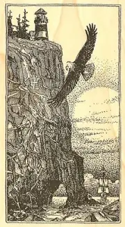 EAGLE LIGHTHOUSE CLIFF Wood Mounted Rubber Stamp Impression Obsession J2507 NEW