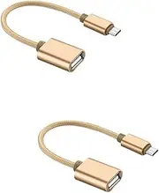 CAXUSD 2pcs OTG Cable Micro USB Adaptor Micro Cable Keyboard Wire Extension Cable Universal Compatibility Cable Extensions Cords Adapter Cable Micro OTG Adaptor Golden