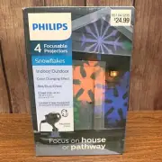 Philips - 4 Focusable Projectors Snowflakes Indoor/Outdoor Red Blue & Green NEW
