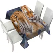 Cool Wildlife Animal Art Tigers in Snow Storm Tablecloth