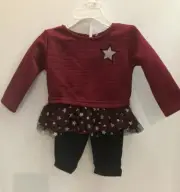 Penelope Mack Girls 2 Pc Shirt/Pants Set Size 12 Months Red White Blue NWT