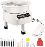 VEVOR Pottery Wheel, 10 inch Pottery Forming Machine, 350W Electric Wheel for Pottery with Foot Pedal and LCD Touch Screen, Direct Drive Ceramic Wheel with 3 Support Legs for DIY Art Craft, White