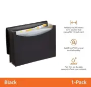Expanding File Folder Storage Holder Case Paper Document Organiser Black