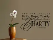 And Now Abideth Faith, Hope... 1Cor 13:13 Vinyl Decal Home Décor 12" x 16"