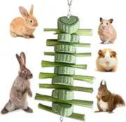Bunny Chew Toys for Teeth, Natural Rabbit Toys Apple Wood Grass Timothy Sticks Chew and Treat for Guinea Pigs Hamster Chinchillas (Papaya Stem)