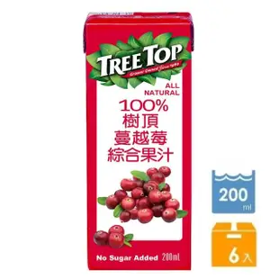 【Tree top】樹頂100%蔓越莓綜合果汁200ml*6