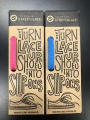 The Original Stretchlace - Flat Neon Blue & Pink Elastic Shoe Laces 30" NEW
