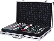 Chinese Mahjong, Set with 144 Tiles|with Arabic Numerals|Total Weight is About 14 pounds|with Wind Indicator, Dice and Chips, Suitable for Long-Term Players