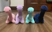 Mini 6 Inch Crochet Baby Dinosaur Brontosaurus Yarn Plush Stuffed Animal Toy