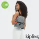 『猴子包』Kipling 黑綠抽象印花拉鍊掀蓋後背包-CITY PACK MINI