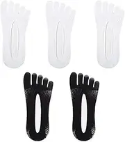 [fashiirow] 5Pairs Men Socks with Fingers Summer Ultra-thin Invisible Toe Silk Socks Elastic Men's Ankle Sock Silicone Non-slip