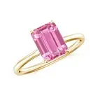 Pink Sapphire Princess Shaped Solitaire Ring Prong Set Sterling Silver Jewelry.